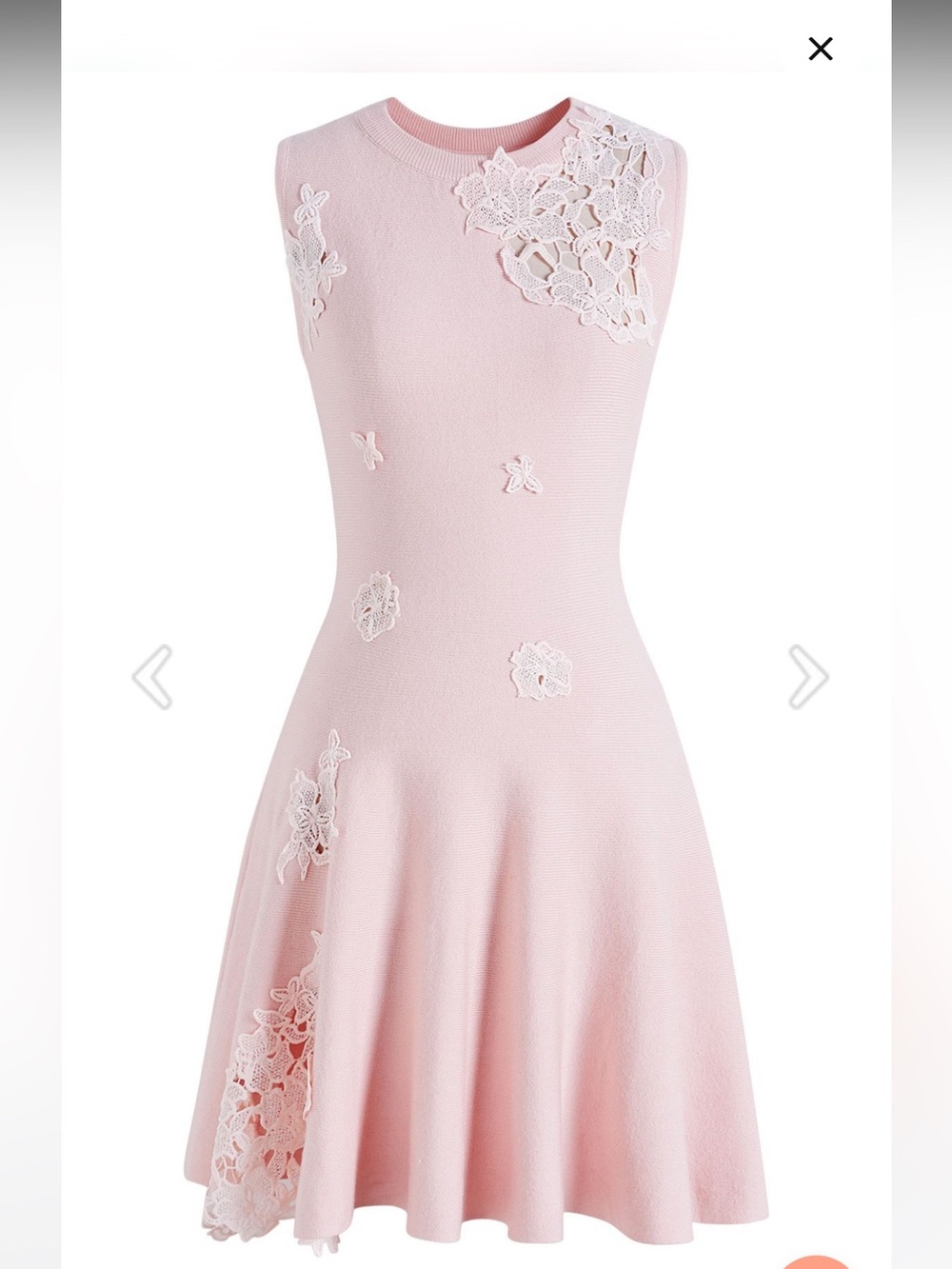 Chicwish Pink Sleeveless Lace-Appliqué Fit & Flare Mini Dress